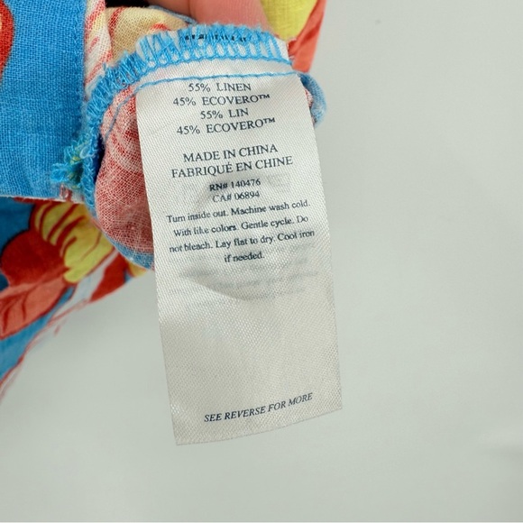 Faherty Hawaiian Shirt SDH X Max Top L.A. Floral Button Up Linen Size 3 Large - Picture 11 of 14